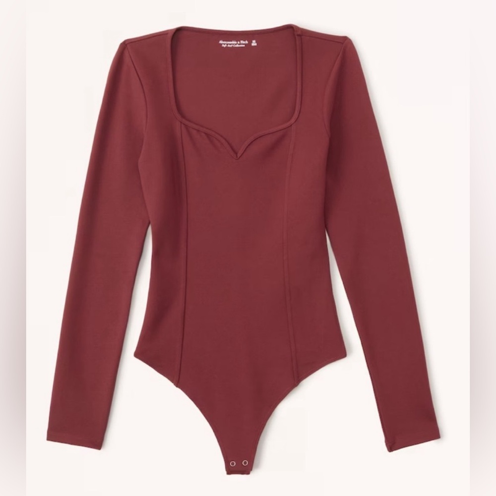 Abercrombie Long Sleeve Ponte Sweetheart Bodysuit